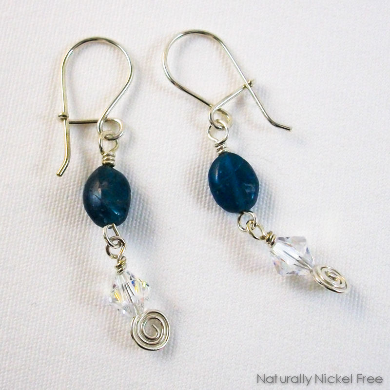 Blue Apae And Crystal Dangle Earrings Naturally Nickel Free Blue Apae And Crystal Dangle Earrings Product Images Of