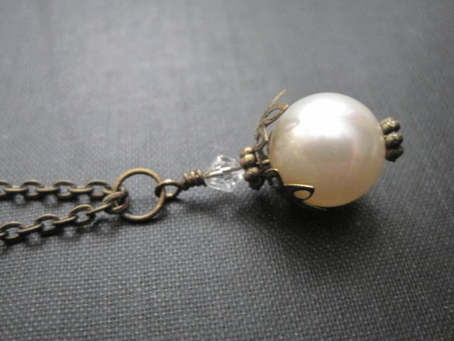 Victorian Antique Gold Swarovski Pearl Crystal Necklace Vamps Victorian Antique Gold Swarovski Pearl