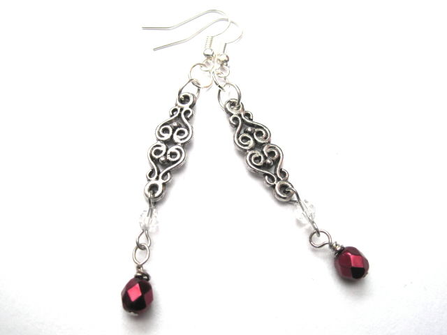 Antique Silver Filigree Link Victorian Drop Earrings Vamps Jewelry Antique Silver Filigree Link Victorian Drop Earrings Vamps Jewelry Gothic