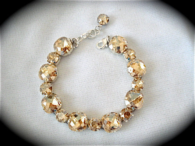 Golden Champagne Cushion Cut Bridal Bracelet The Crystal Rose Golden Champagne Cushion Cut Bridal Bracelet Product Images Of
