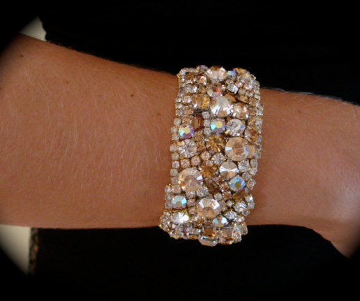Golden Champagne Crystal Cuff Bracelet The Rose Bridal Golden Champagne Crystal Cuff Bracelet Product Images Of