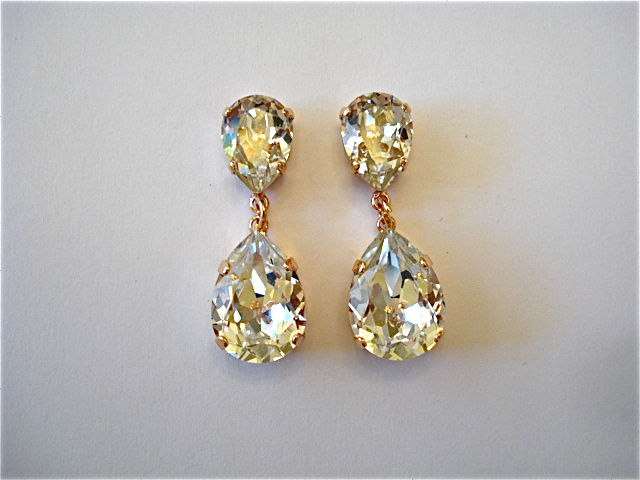 Rose Gold Crystal Double Pear Earrings Twin Teardrops The Rose Gold Crystal Double Pear Earrings Twin Teardrops Product Images Of