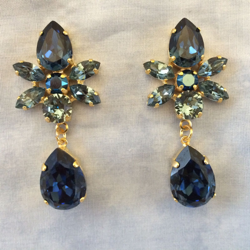 Swarovski Crystal Dark Blue Star Tear Drop Earrings The Swarovski Crystal Dark Blue Star Tear Drop Earrings Product Images Of