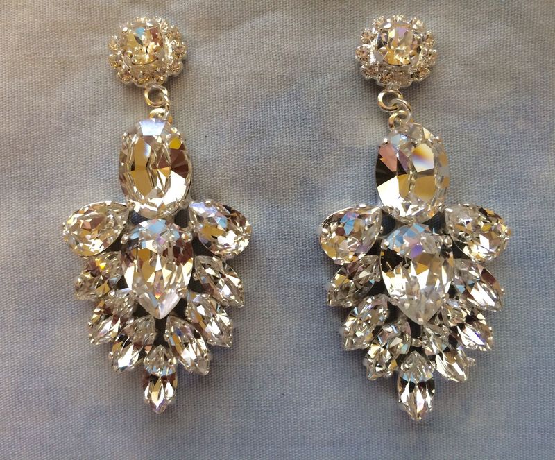 Clear Crystal Bridal Statement Earrings The Rose Clear Crystal Bridal Statement Earrings Product Images Of