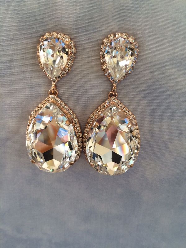Rose Gold Swarovski Crystal Embellished Teardrop Earrings The Rose Gold Swarovski Crystal Embellished Teardrop Earrings Product Images Of