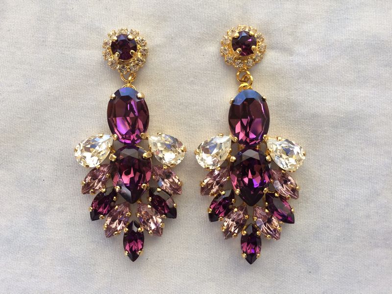 Amethyst Swarovski Crystal Statement Dangle Earrings Amethyst Swarovski Crystal Statement Dangle Earrings