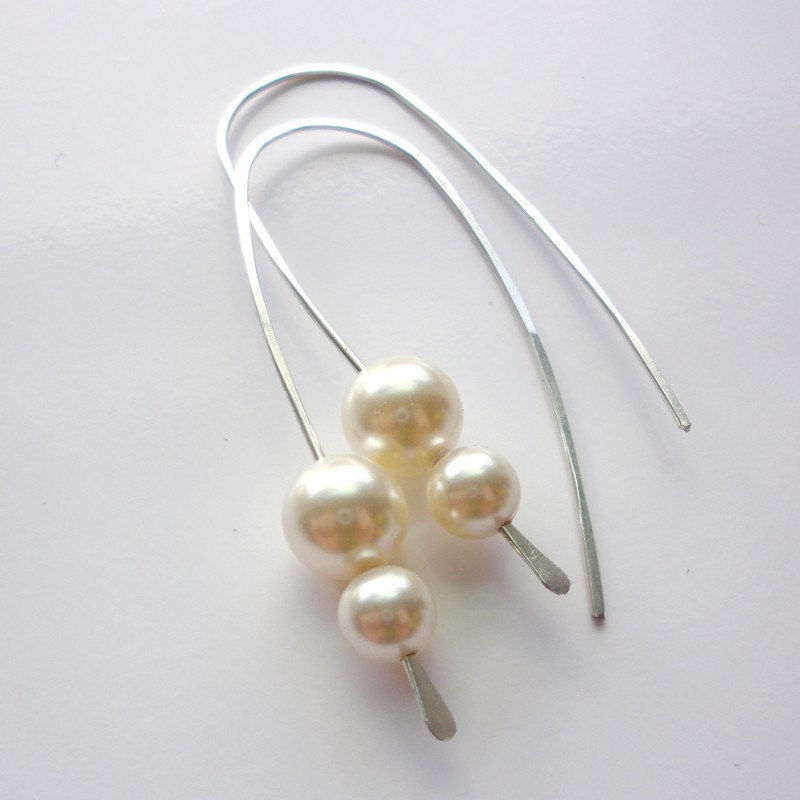 Sterling Silver Pearl Hoop Earrings Swarovski Crystal Sterling Silver Pearl Hoop Earrings Swarovski Crystal Product Images Of