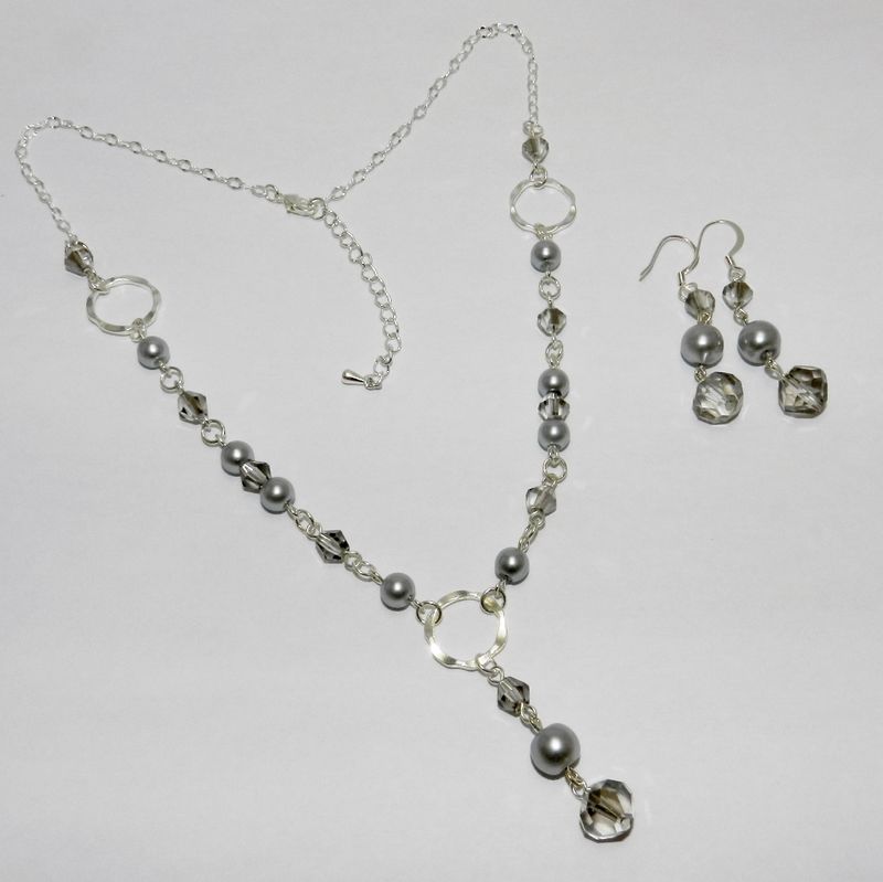 Silver Pearl Necklace Earring Set Mckenzie Creek Jewelry