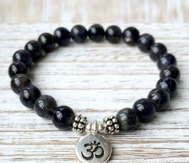 Black Onyx Om Charm Bracelet Strength Energy Black Onyx Om Charm Bracelet Strength Energy Everyday A Mala