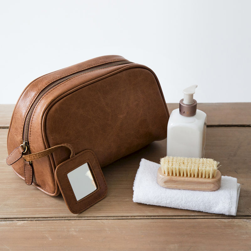 Tan Rugged Leather Toiletry Bag Simply Special Gifts Tan Rugged Leather Toiletry Bag