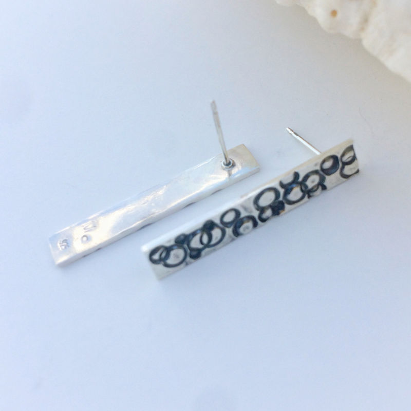 Sterling Silver Bar Earrings Circle Design Post Mosaicsmith Sterling Silver Bar Earrings Circle Design Post Product Images Of