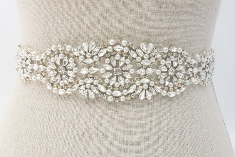 Rhinestone Belt Sash Pearl Wedding Dress Sash Belt Crystal Sash Bridal Dress