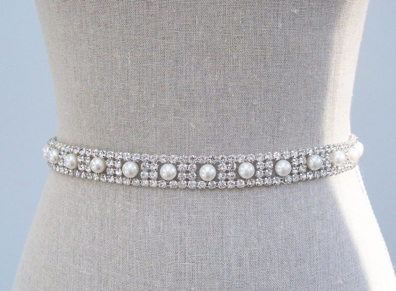 Rhinestone Belt Sash Pearl Wedding Dress Sash Belt Crystal Sash Bridal Dress