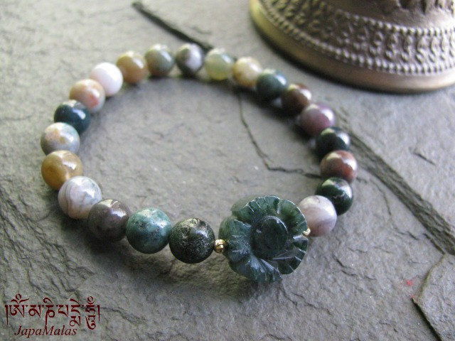 Moss Agate Flower Mala Bracelet Purified Blessed Yoga A Moss Agate Flower Mala Bracelet Purified Blessed Yoga Product Images