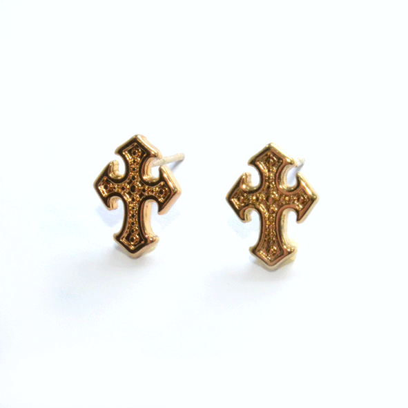 Gold Tone Small Cross Earring Rings Tings Online Fashion Gold Tone Small Cross Earring Product Image