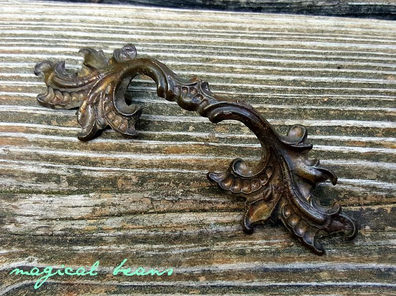 DRAWER Pull Vintage Keeler Brass Solid ORNATE Furniture Handle KBC