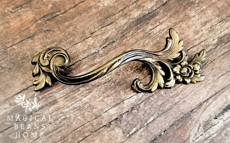 DRAWER Pull Vintage Keeler Brass Solid ORNATE Furniture Handle KBC