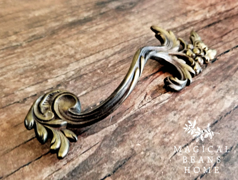 DRAWER Pull Vintage Keeler Brass Solid ORNATE Furniture Handle KBC