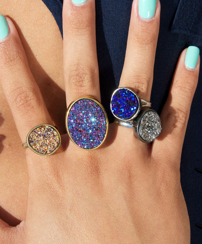 Drusy Quartz Ring In Blue Gold Silver Or Purple Lovmely Drusy Quartz Ring In Blue Gold Silver Or Purple Product Images Of