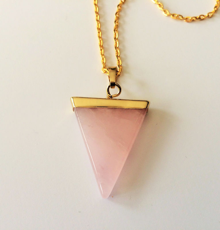 Rose Quartz Triangle Pendant Clearance 