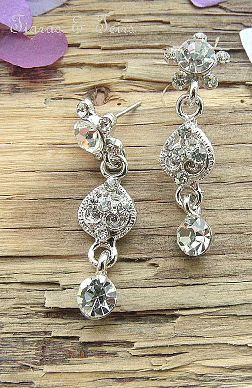 Vintage Fl Silver A Cubic Zirconia Wedding Earrings Vintage Fl Silver A Cubic Zirconia Wedding Earrings