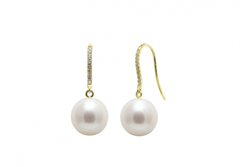 Diamond Set 18ct Gold Pearl Wedding Earrings Diamond Set 18ct Gold Pearl Wedding Earrings