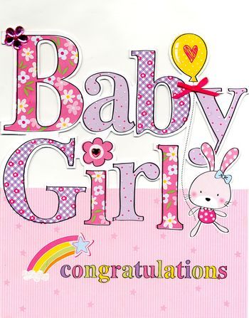 Hand Finished Baby Girl Card Large Luxury Congratulations Card Hand Finished Baby Girl Card Large Luxury Congratulations Card