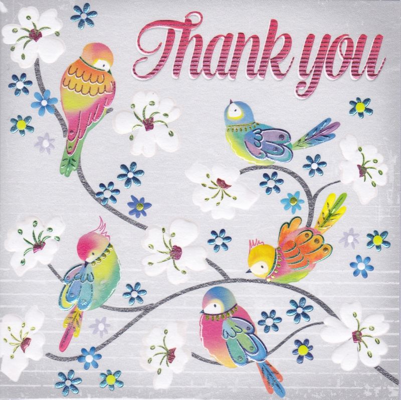 birds blossom thank you card karenza paperie