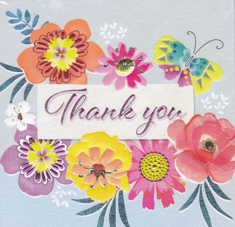 flowers butterfly thank you card karenza paperie