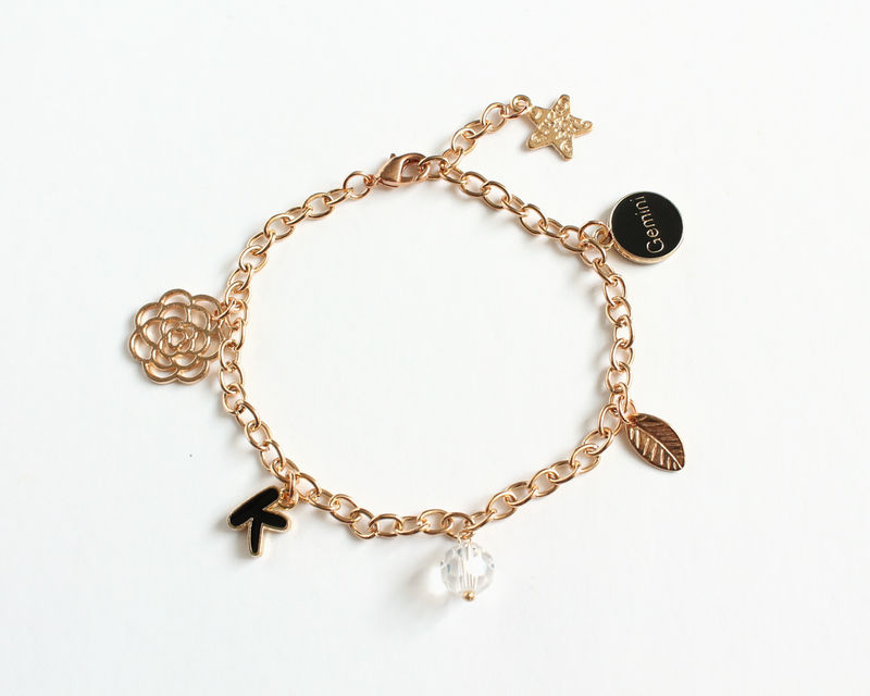 Personalized Charm Bracelet With Initial And Zodiac Sign Cissy Pixie