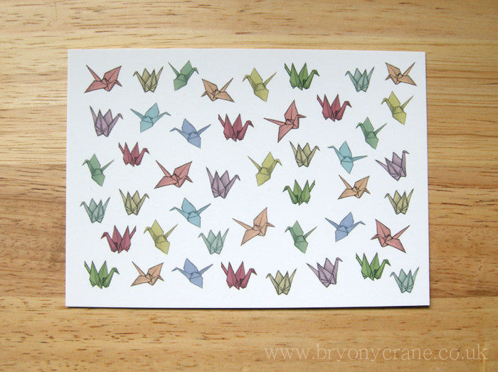 Patterned Origami Cranes Postcard Print image about Origami Crane Instructions Printable called Patterned Origami Cranes Postcard Print