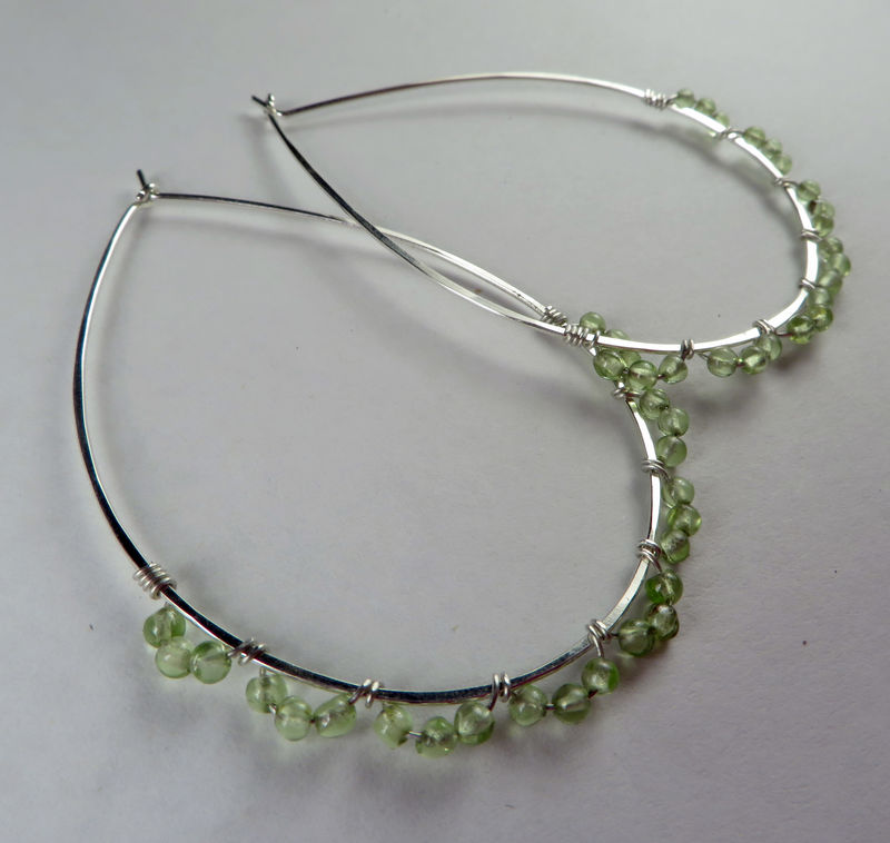 Sterling Silver Peridot Teardrop Hoop Earrings Nickel Free Sterling Silver Peridot Teardrop Hoop Earrings Nickel Free Argentium Teardrops