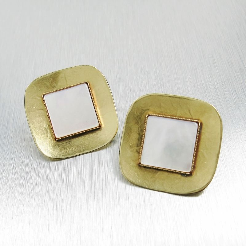 Marjorie Baer Concave Square With Mother Of Pearl Earrings Marjorie Baer Concave Square With Mother Of Pearl Earrings Talich